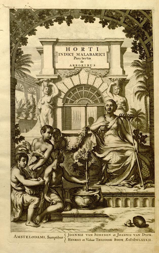The cover of the Hortus Malabaricus by Hendrik Adriaan van Reede tot Drakenstein.