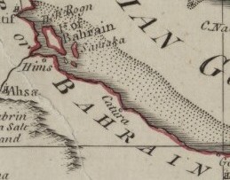 A 1794 map depicting Catura in the Historical region of Bahrain.