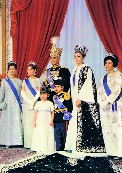 Mohammed Reza Pahlavi and his wife Farah Diba upon his coronation as the Shâhanshâh of Iran. His wife was crowned as the Shahbanu of Iran.