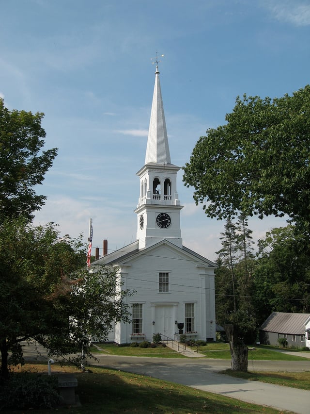 A classic New England Congregational church in Peacham, Vermont
