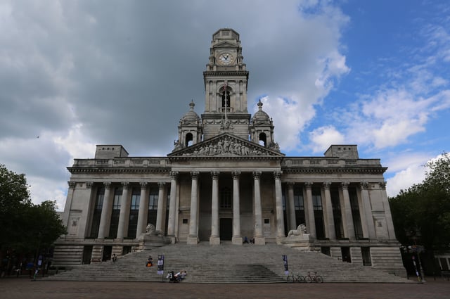 The neo-classical Portsmouth Guildhall and surrounding Civic Offices are the centre of government in the city.