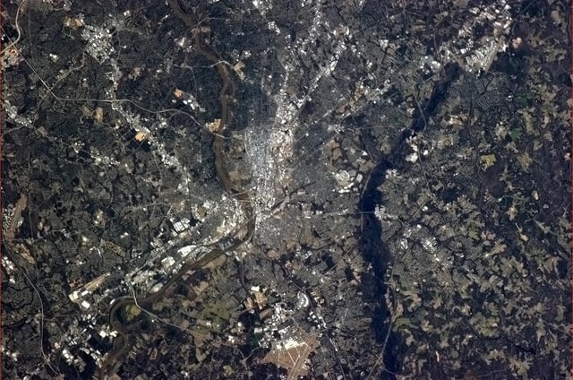 The Richmond area, seen from the International Space Station in early-April 2013.