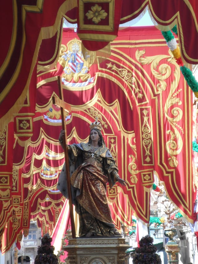 Baroque statue of "Santa Liena" in the 2011 village festa procession of Birkirkara, Malta