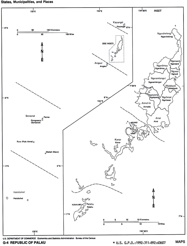 The sixteen states of Palau