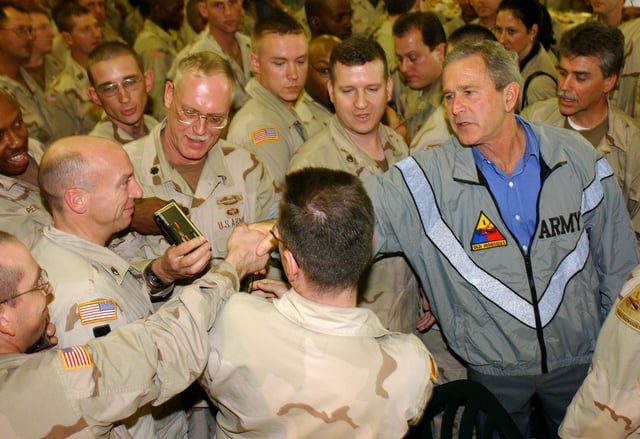 President Bush paying a surprise visit to Baghdad International Airport, November 27, 2003