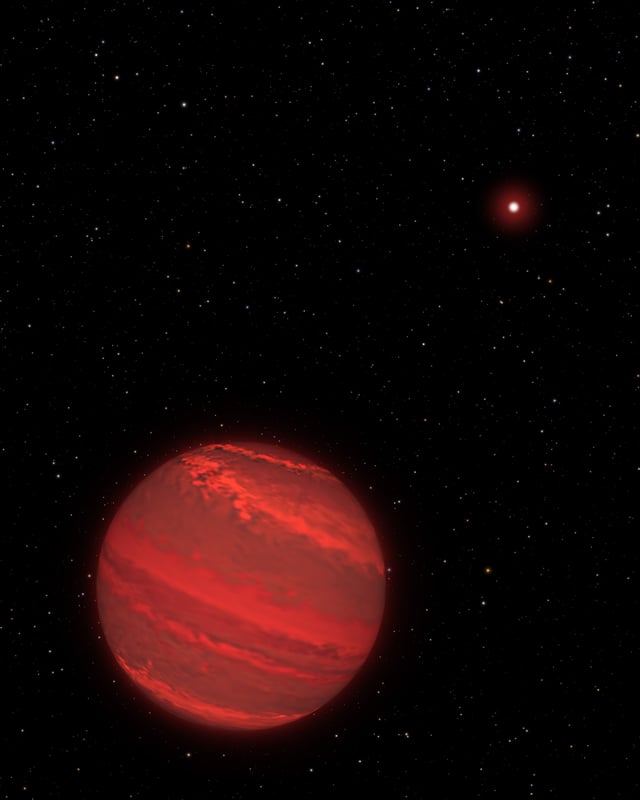 Artist's impression of a super-Jupiter around the brown dwarf 2M1207.