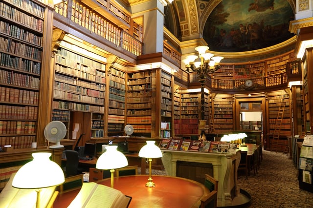 Ceiling paintings in the Library of the Assemblée nationale in the Palais Bourbon, on a series of cupolas and pendentives, are by Eugène Delacroix.