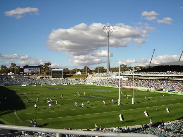 A rugby league match at Canberra Stadium