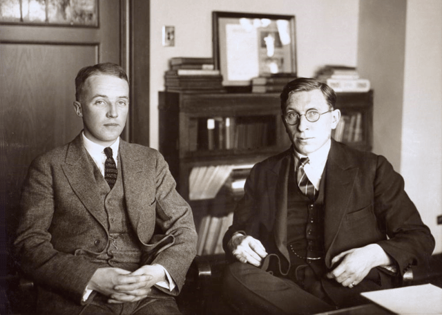 Frederick Banting (right) joined by Charles Best 1924