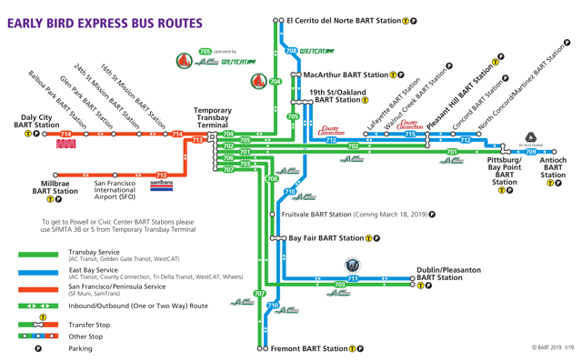Map of Early Bird Express service
