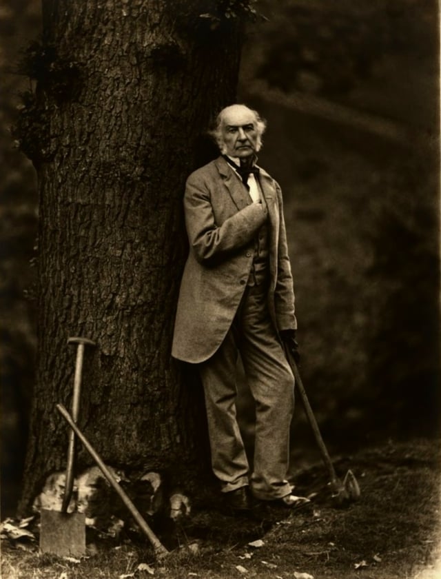 Prime Minister William Ewart Gladstone cultivated the public image as a man of the people by circulating pictures like this of himself cutting down oak trees with an axe. Photo by Elliott & Fry