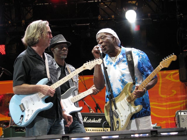 Clapton, Keb' Mo' and Buddy Guy at the Crossroads Guitar Festival on 26 June 2010