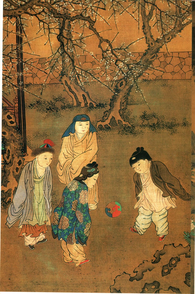 Children playing cuju in Song dynasty China.