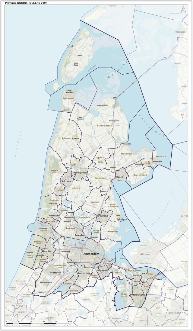 Map of North Holland (2019).