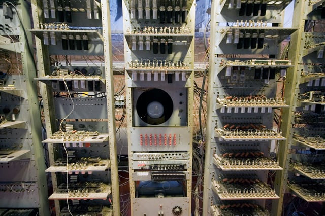 A section of the Manchester Baby, the first electronic stored-program computer.
