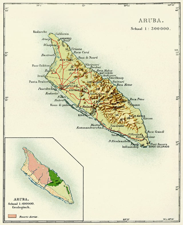 Map of Aruba from the Encyclopaedie van Nederlandsch West-Indië 1914-1917