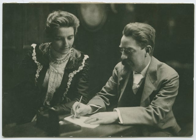 Beatrice and Sidney Webb working together in 1895