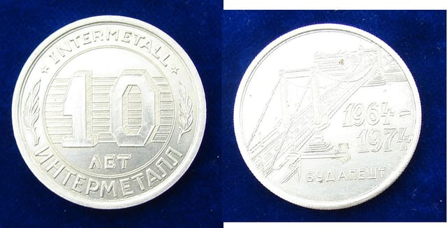1974 Medallion 10th Anniversary of Intermetall, that was founded in 1964 in Budapest