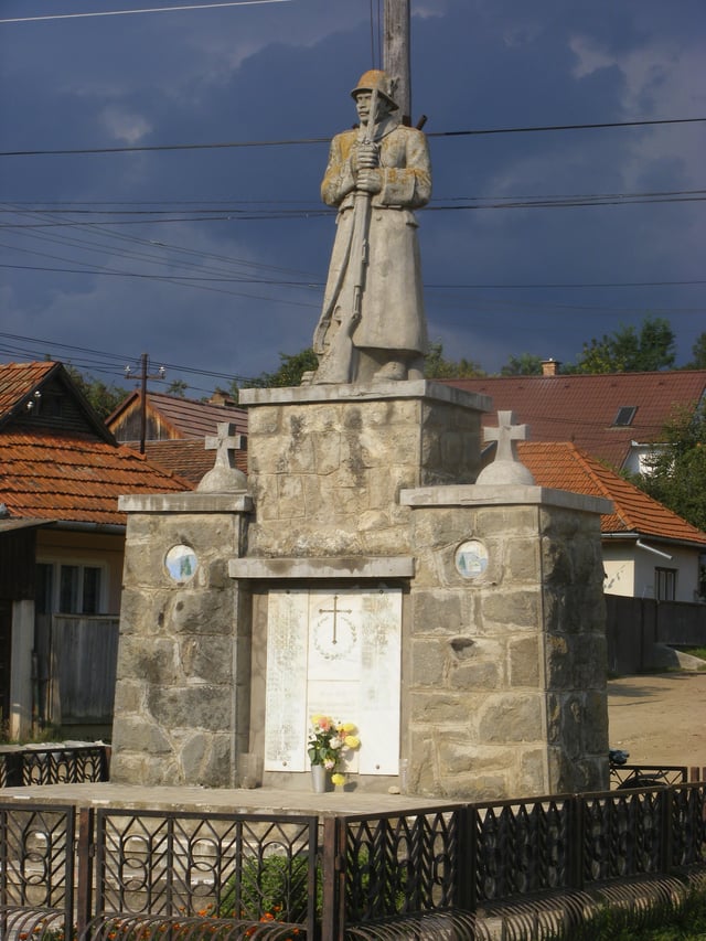War memorial in Păuleni-Ciuc, Romania