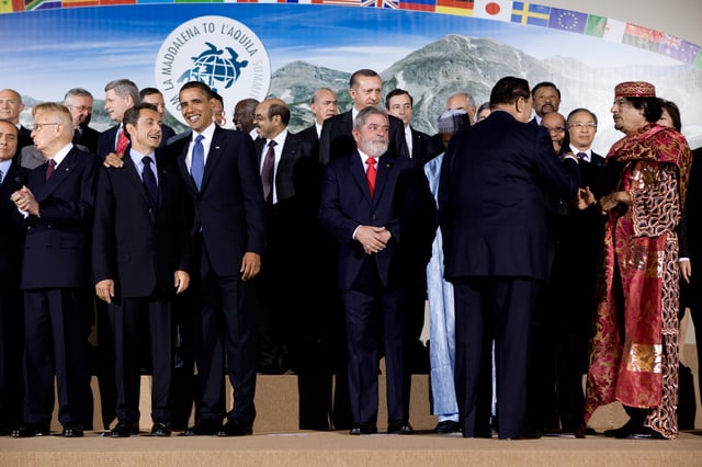 Erdoğan among the world leaders seen here at the G8 summit in 2009