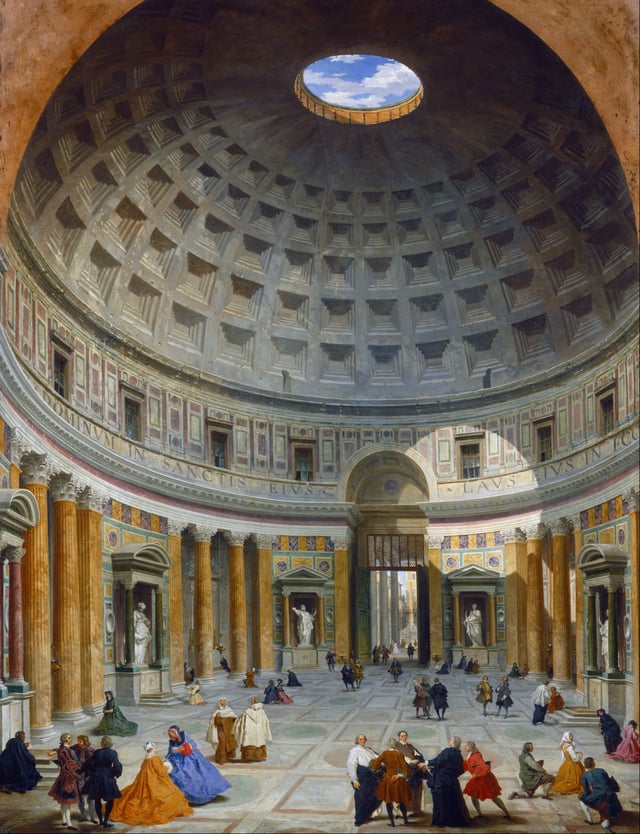The interior of the Pantheon in the 18th century, painted by Giovanni Paolo Panini.