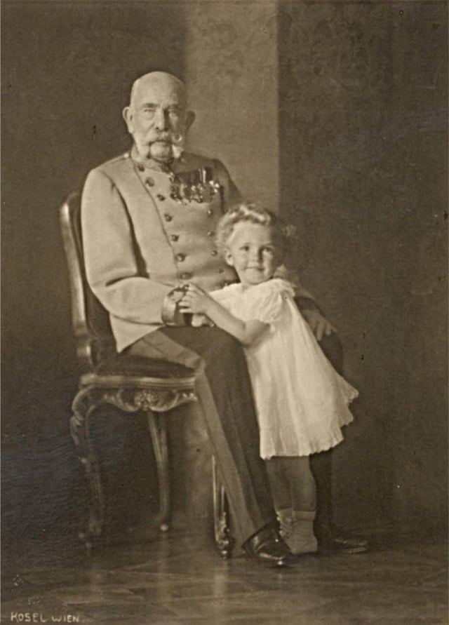 The emperor and his great-grandnephew Otto von Habsburg, in 1914