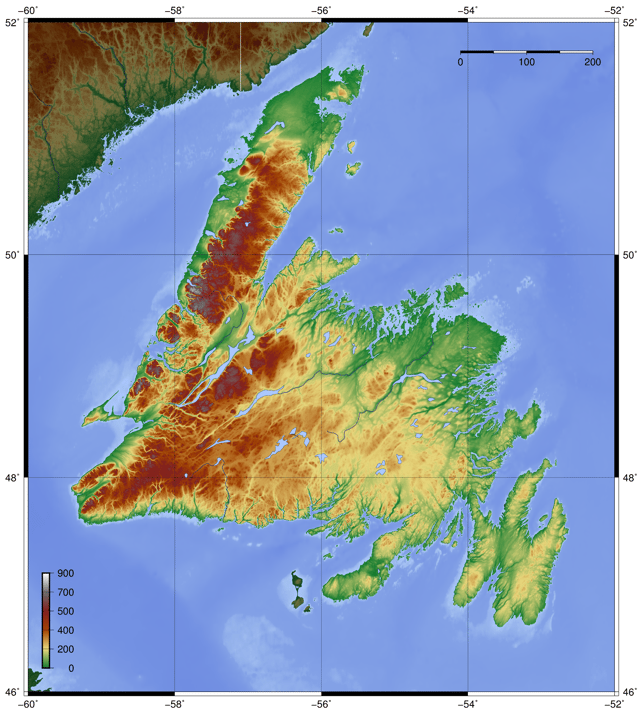 Topography of Newfoundland