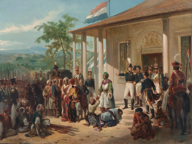 The submission of Diponegoro to General De Kock at the end of the Java War in 1830; painting by Nicolaas Pieneman
