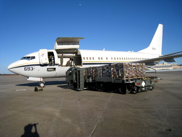 A United States Navy C-40A, a variant of the 737-700C