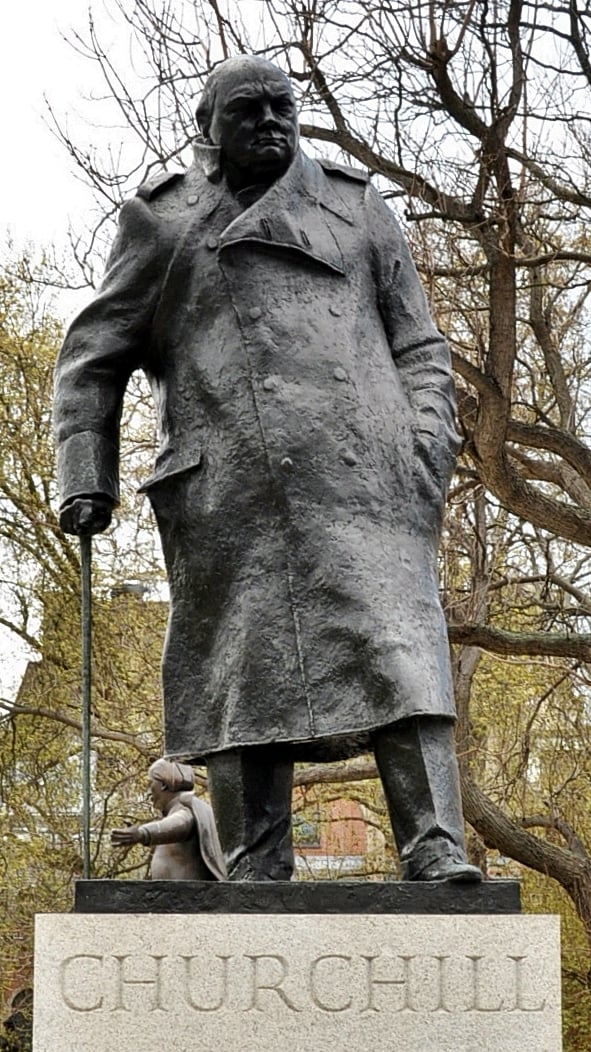 The statue of Churchill (1973) by Ivor Roberts-Jones in Parliament Square, London