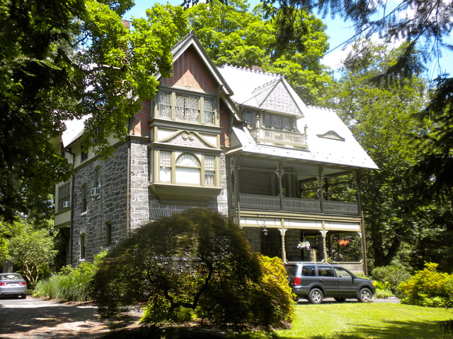 Houston-Sauveur House, Chestnut Hill, Philadelphia, PA (1885). Prior to its 1887 sale to Sauveur, this probably served as a sample house for Henry H. Houston's suburban development