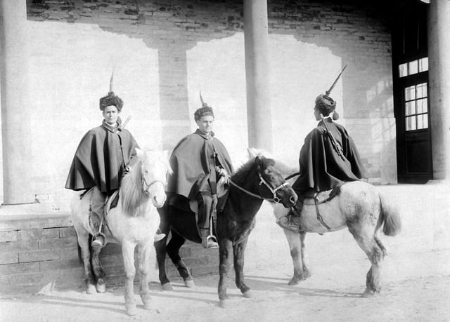 Italian mounted infantry in China during the Boxer Rebellion in 1900