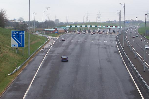 The M6 Toll plaza.