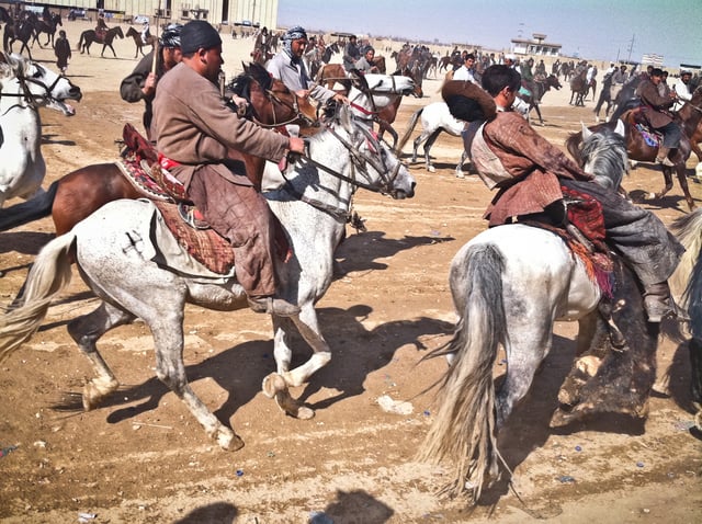 The traditional national sport of Afghanistan, Buzkashi