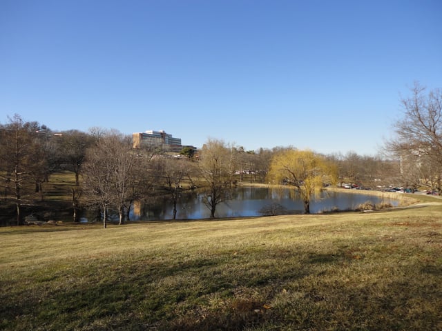 Potter Lake, with Joseph R. Pearson Hall in the background