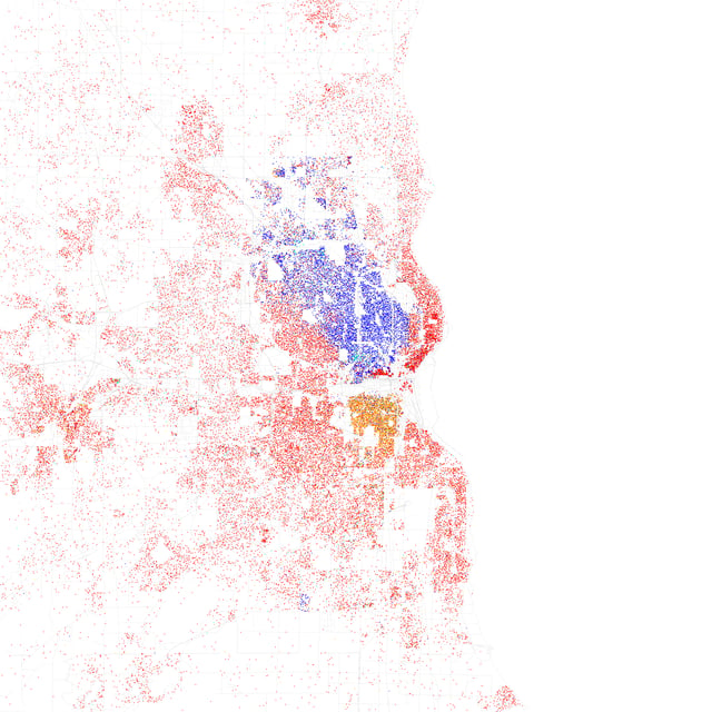 Map of racial distribution in Milwaukee, 2010 U.S.