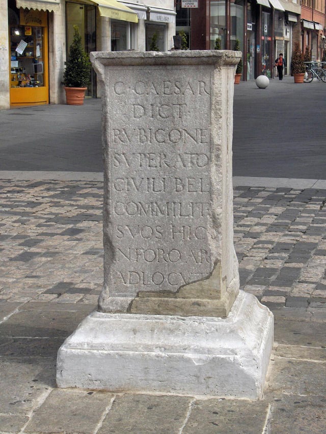 Column of Julius Caesar, where he addressed his army to march on Rome and start the Civil War, Rimini, Italy