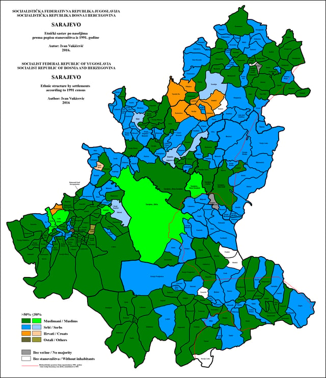 Ethnic structure of Sarajevo by settlements 1991