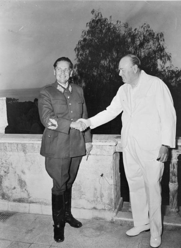 Partisan leader Marshal Josip Broz Tito with Winston Churchill in 1944