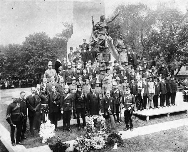 The unveiling of the South African War Memorial in Toronto, Ontario, Canada, in 1908