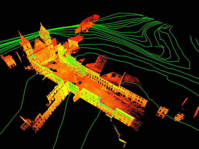 Perspective view of the Salvador Bahia Pelourinho's Anchieta Plaza, cut from a Laser Scan preservationist project conducted by nonprofit CyArk.