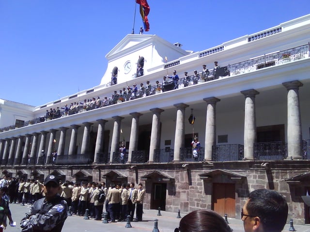 Carondelet Palace, Presidential Palace – with changing of the guards. The Historic Center of Quito, Ecuador, is one of the largest, least-altered and best-preserved historic centers in the Americas. This center was, together with the historic centre of Kraków in Poland, the first to be declared World Heritage Site by UNESCO on 18 September 1978.