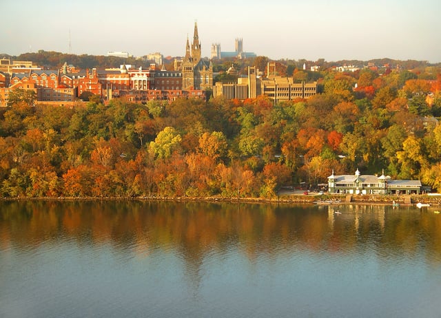 Georgetown University's main campus is built on a rise above the Potomac River.