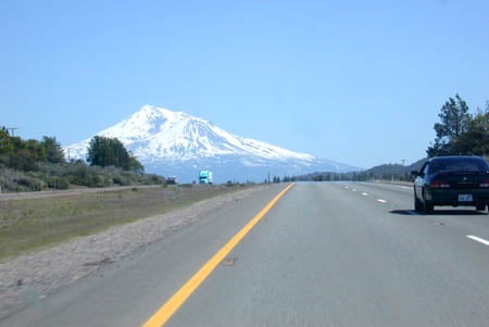 I-5 south approaching Weed and Mt. Shasta