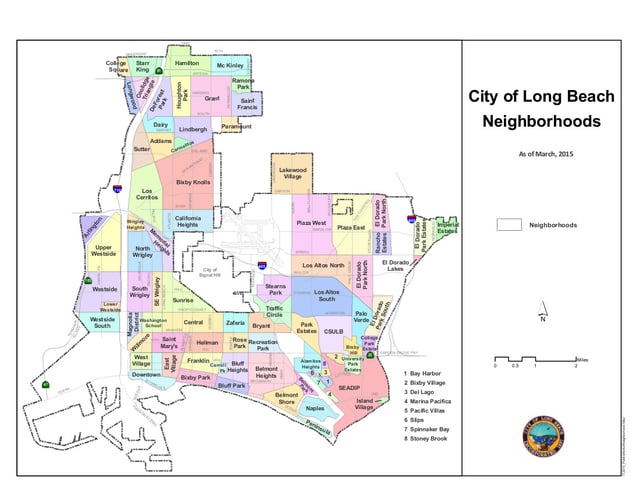 Neighborhood map of the City of Long Beach, CA