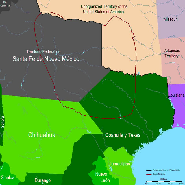 The 1832 boundaries of Comancheria, the Comanche homeland