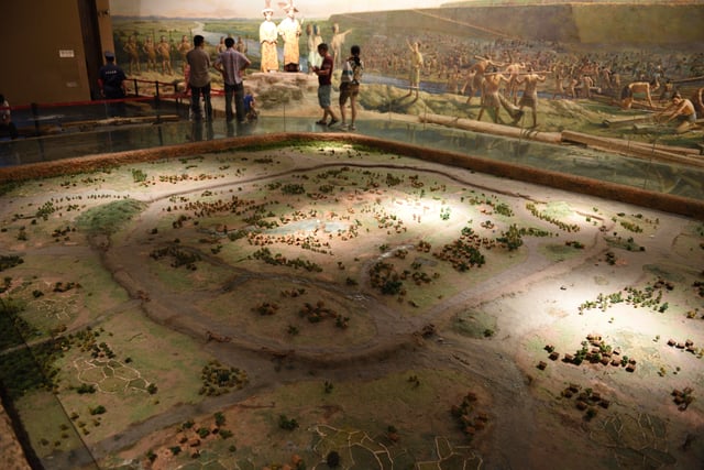Model of a Liangzhu culture (3400 to 2250 BC) ancient city surrounded by a moat