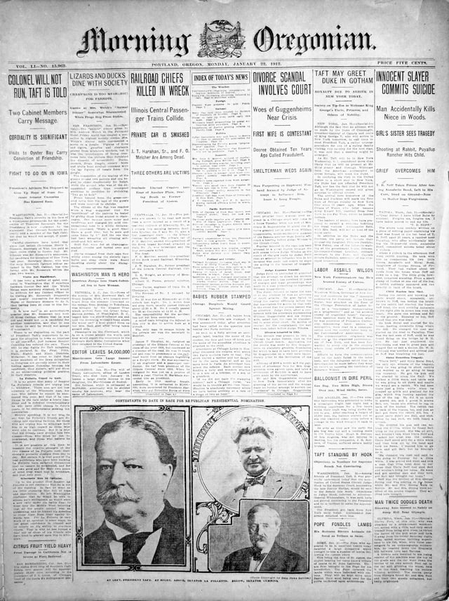 The Morning Oregonian, January 22, 1912