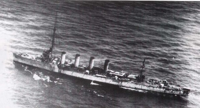 The damaged SMS Novara after the Battle of Otranto
