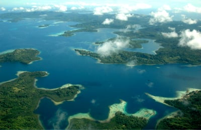 Aerial view of Solomon Islands.